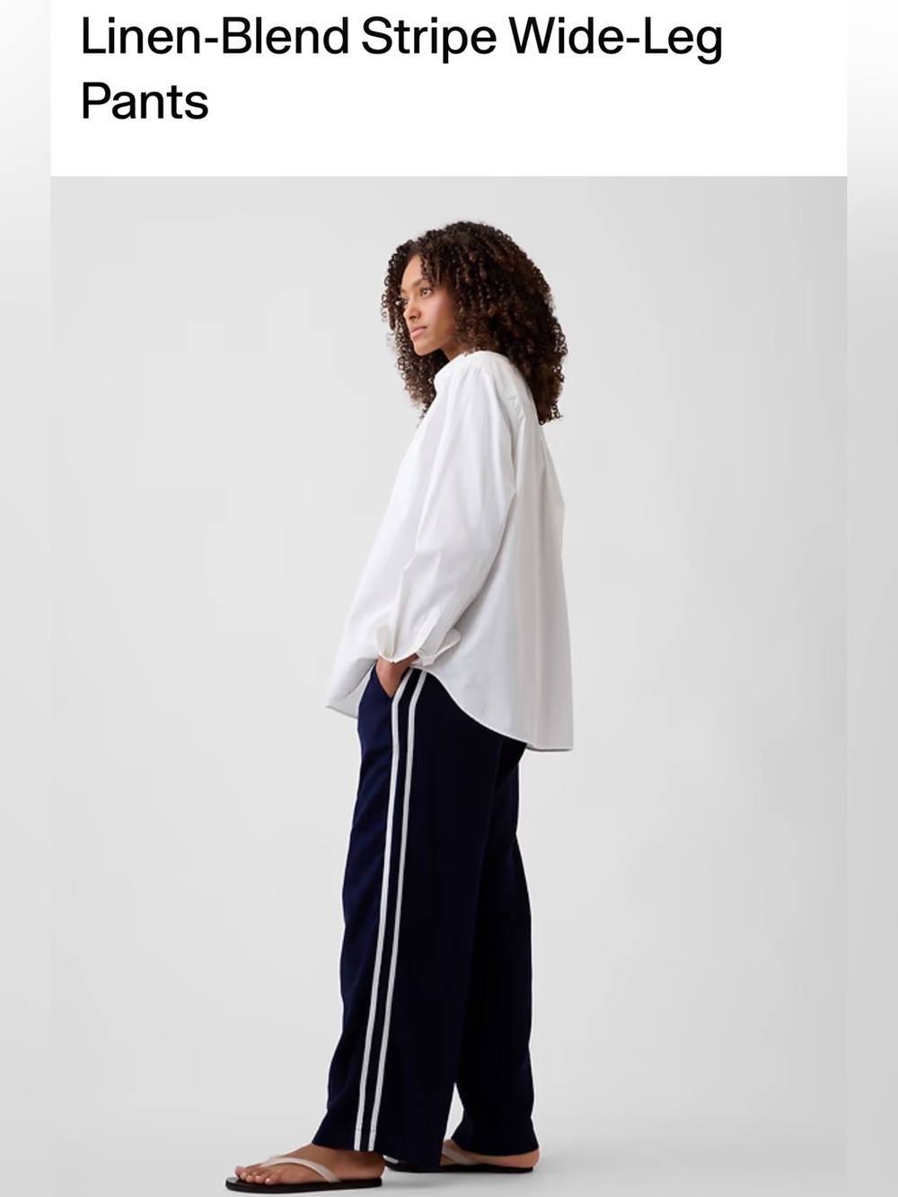 GAP Factory Navy Linen Blend Stripe Wide leg pant - size small petite